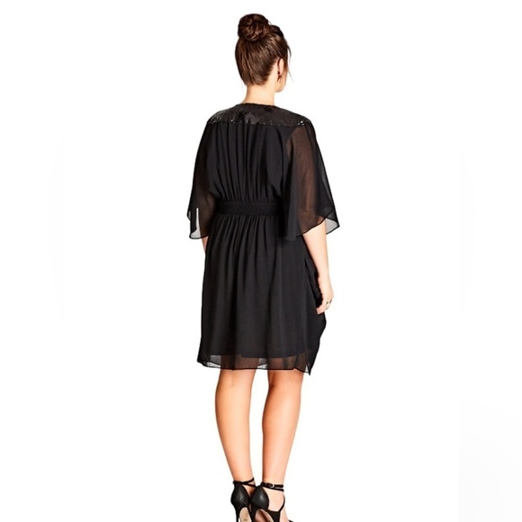 CITY CHIC Sequin Wrap Dress - Black Size 14 NWT - Picture 2 of 13